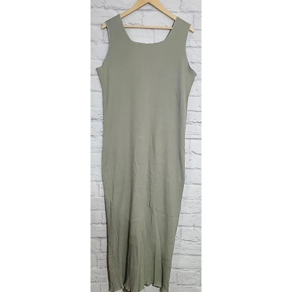 GARB Waffle Weave Dress Set Womens Size M/L Maxi Dress Top Green Lagenlook Boho - Picture 3 of 11